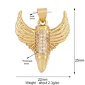 Golden butterfly pendant with zircon micro-pave setting and detailed size measurements - M776141-Gold Wings