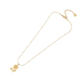 Golden rose flower pendant necklace with delicate beaded chain and stainless steel finish - Flower Leaf Style (7#)