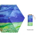 Flat folding sun umbrella with Van Gogh Thunderclouds art print and UV protection coating - 19 Inch 6 Ribs / Thunderclouds in the Wheat Field