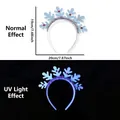 Diadema navideña de copo de nieve azul con efecto fluorescente para fiestas - Estilo Copo de Nieve