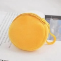 Mini round plush coin purse in bright yellow with convenient plastic hanging hook - 8.5cm / Dark Yellow