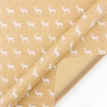 Vintage kraft wrapping paper featuring white reindeer pattern in Nordic minimalist style - Elk / 3 Meters