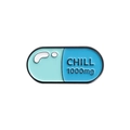 Blue enamel pill capsule brooch pin with Chill 1000mg text for medical fashion - Blue Capsule-CHILL 1000mg