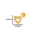 Gouden hartvormige oorknop met zirkoon met afmetingen van 0,65 cm bij 0,63 cm - Hartvorm (HSPJ0154-1#) / Goudgeel