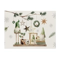 Waterproof cotton linen placemat featuring watercolor Christmas gnomes and Noel wood sign - CD102-9(NOEL Gnomes)