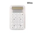 Mini transparent calculator with white candy-colored buttons for school and office - White