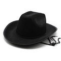 Classic black felt cowboy hat with adjustable windproof drawstring and curved wide brim - M(56-59CM) / Black