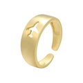 18k gold plated adjustable open ring featuring a minimalist cutout airplane design - Gold Hollow Airplane