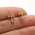 Minimalist tree of life stud earrings in 18K gold plated stainless steel fashion jewelry - Gold