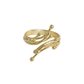 Minimalist S925 sterling silver open ring featuring a golden branch texture and bead accent - Adjustable Open / 18K Gold