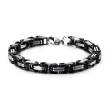 Byzantine style stainless steel men's bracelet in silver and black with lobster clasp - Black Silver (6mm) / 16cm