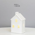 Detail view of a white ceramic house night light with 7.3x6x12cm size dimensions - RH2276 (7.3x6x12cm)
