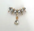 Luxury gold brooch featuring gray pearls and a sparkling teardrop zircon pendant - XD825162-Gold Pearl Row Teardrop