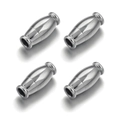 Lot de 4 fermoirs magnétiques en acier inoxydable argenté pour bracelet DIY en cuir - Couleur Acier