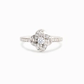 Elegant S925 sterling silver four-leaf clover ring with sparkling zircon stones - US Size 6 / White Gold