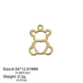 Golden hollow heart bear pendant, minimalist charm size 9.54x12.61mm for jewelry making - Gold Color Heart Bear