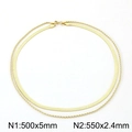 Conjunto de collares dorados de acero inoxidable con cadena de serpiente y cordón - Juego de 50cm+55cm / Dorado