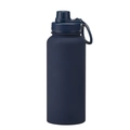 Dark blue matte stainless steel insulated sports bottle with carry loop handle - Indigo - Sport