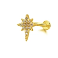 Golden North Star piercing labret with sparkling white zircon crystals for women - Gold North Star (24051003-14)