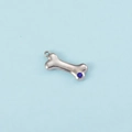 Silver dog bone pendant with inlaid blue cubic zirconia for DIY jewelry making - Steel Color September