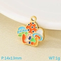Colorful enamel mushroom pendant in golden stainless steel, size 14x13mm for DIY jewelry - Style 16-Colorful Enamel Mushroom Charm (KLJ9596-ZLA)