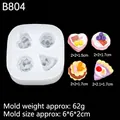 4-cavity white silicone mold for DIY mini heart and geometric shaped cakes, B804 model - Mini Cake Mousse Shaped Mold (B804) / Clear