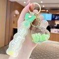 Fairy Tales light green heart keychain with liquid glitter and alphabet letter cubes - Letter Bead Perfume Bottle - Green