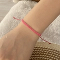 Pink bohemian woven seed bead bracelet for women with adjustable cord closure - Rose Red