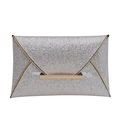 Glänzende silberne Umschlag-Clutch mit goldenem Metallbesatz und Glitzer-Finish - Silber