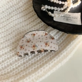 Floral print acrylic hair claw clip with vintage orange and blue flower pattern - Semicircle Style / Beige Floral