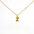 Golden stainless steel necklace featuring a crystal-encrusted letter Z pendant charm - Gold Letter Z