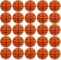 Batch of 25 mini orange PU foam basketball stress balls arranged in a neat 5x5 grid layout - 4cm Slow Rebound Basketball