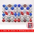 56-piece multi-shape Christmas ball set with red, blue, and silver shatterproof ornaments - Style 05