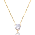 Macro detail of heart-shaped emerald zircon pendant necklace with gold plated chain - Necklace-Clear