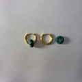 Orecchini a cerchio in acciaio placcati oro 18k con pietre di malachite verde naturale - 2.5*10mm / Malachite