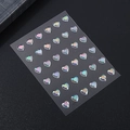 Iridescent heart-shaped rhinestone stickers on a transparent sheet for eye and nail makeup - MX-43 Iridescent Heart