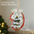 Guanto natalizio in legno dipinto con motivo albero e corda di iuta per decorazione - Stile Guanto Albero di Natale