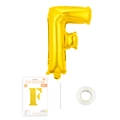 16-Zoll goldener Folienballon Buchstabe F inklusive Blasrohr und Klebepunkten - Buchstabe F / Gold