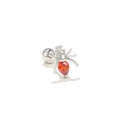 Silver spider cartilage earring with orange teardrop stone and white cubic zirconia - Red Spider