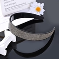 Fashionable black headband with silver metallic studs against a premium reflective background - Clear Grey Full Rhinestone Solid