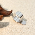 Minimalist wide silver titanium steel open ring featuring a polished round disc charm - Silver