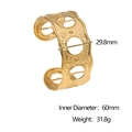 Brazalete ancho martillado de acero inoxidable chapado en oro 18k con huecos rectos - Estilo de Brazalete Calado Martillado / Dorado