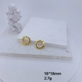 18mm gold plated circular earrings with colorful cubic zirconia on white stone background - Gold Round