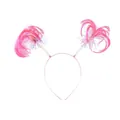 Pink tinsel pom pom headband with spring coils for party or festive celebration - Pink