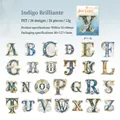 Barok alfabet PET-stickers set A-Z in blauw en goud voor scrapbooking decoratie - Indigo Schittering