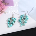 Bohemian silver drop earrings with natural light blue turquoise stones and fringe - Silver Hook Style / Sky Blue Turquoise