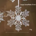 Large 31cm clear acrylic Christmas snowflake ornament with glitter finish for decor - Large Snowflake 31cm 3-Piece Set