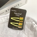 Set of two yellow candy-colored hair clips featuring cute cartoon bear and burger design - [9] Yellow Bear