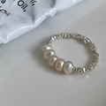 Elegant 925 sterling silver beaded ring featuring five delicate pearls on a smooth surface - Five Pearls Beaded Style(JZ0155)