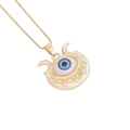 18K vergoldete Evil Eye Mond Anhänger Halskette mit Zirkonia für Damen - Horn Böser Blick Stil (1#)